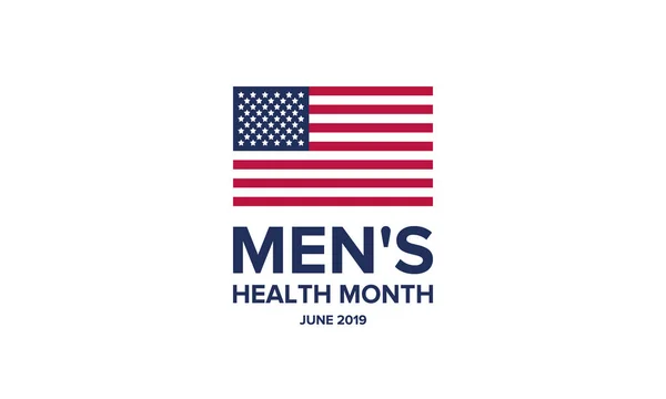 National Men\'s Health Month in June. Health education program. Celebrated annual in United States. Medical concept. Care and health. Poster, card, banner and background. Vector illustration