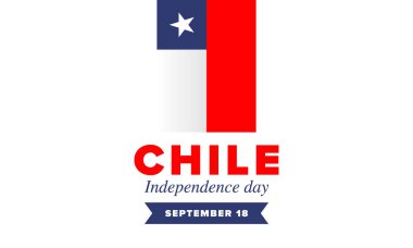 Şili Bağımsızlık Günü. Mutlu bayramlar Patrias. Özgürlük günü. Yıllığı 18 Eylül 'de kutlayın. Şili bayrağı. Vatansever Şili tasarımı. Poster, kart, afiş, şablon, geçmiş. Vektör