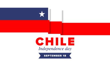 Şili Bağımsızlık Günü. Mutlu bayramlar Patrias. Özgürlük günü. Yıllığı 18 Eylül 'de kutlayın. Şili bayrağı. Vatansever Şili tasarımı. Poster, kart, afiş, şablon, geçmiş. Vektör
