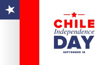 Şili Bağımsızlık Günü. Mutlu bayramlar Patrias. Özgürlük günü. Yıllığı 18 Eylül 'de kutlayın. Şili bayrağı. Vatansever Şili tasarımı. Poster, kart, afiş, şablon, geçmiş. Vektör