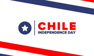 Şili Bağımsızlık Günü. Mutlu bayramlar Patrias. Özgürlük günü. Yıllığı 18 Eylül 'de kutlayın. Şili bayrağı. Vatansever Şili tasarımı. Poster, kart, afiş, şablon, geçmiş. Vektör