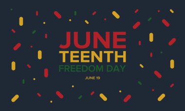 Haziran Bağımsızlık Günü 'nde. Özgürlük ya da Özgürlük Günü. Yıllık Amerikan bayramı, 19 Haziran 'da kutlandı. Afro-Amerikan tarihi ve mirası. Poster, tebrik kartı, afiş ve geçmiş. Vektör