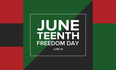 Haziran Bağımsızlık Günü 'nde. Özgürlük ya da Özgürlük Günü. Yıllık Amerikan bayramı, 19 Haziran 'da kutlandı. Afro-Amerikan tarihi ve mirası. Poster, tebrik kartı, afiş ve geçmiş. Vektör