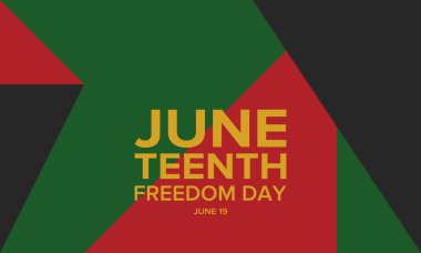 Haziran Bağımsızlık Günü 'nde. Özgürlük ya da Özgürlük Günü. Yıllık Amerikan bayramı, 19 Haziran 'da kutlandı. Afro-Amerikan tarihi ve mirası. Poster, tebrik kartı, afiş ve geçmiş. Vektör