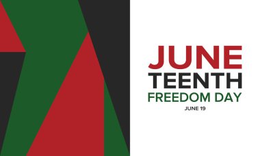 Haziran Bağımsızlık Günü 'nde. Özgürlük ya da Özgürlük Günü. Yıllık Amerikan bayramı, 19 Haziran 'da kutlandı. Afro-Amerikan tarihi ve mirası. Poster, tebrik kartı, afiş ve geçmiş. Vektör