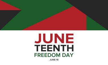 Haziran Bağımsızlık Günü 'nde. Özgürlük ya da Özgürlük Günü. Yıllık Amerikan bayramı, 19 Haziran 'da kutlandı. Afro-Amerikan tarihi ve mirası. Poster, tebrik kartı, afiş ve geçmiş. Vektör