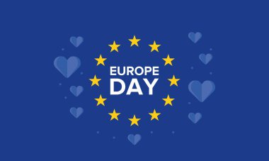 Avrupa Günü. Mayıs 'ta yıllık resmi tatil. Bu, Avrupa Konseyi 'nin 5 Mayıs, Avrupa Birliği' nin 9 Mayıs tarihli iki yıllık gözlemleme gününün adıdır. Poster, kart, afiş ve geçmiş. Vektör illüstrasyonu