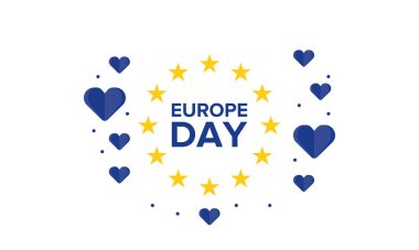 Avrupa Günü. Mayıs 'ta yıllık resmi tatil. Bu, Avrupa Konseyi 'nin 5 Mayıs, Avrupa Birliği' nin 9 Mayıs tarihli iki yıllık gözlemleme gününün adıdır. Poster, kart, afiş ve geçmiş. Vektör illüstrasyonu