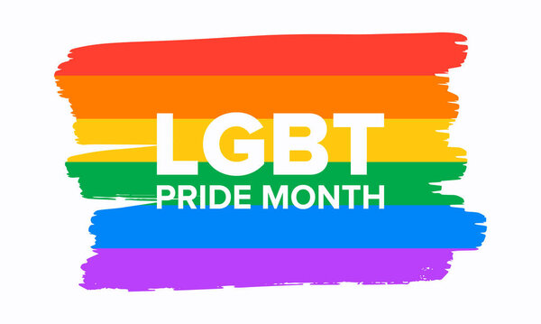 LGBT Pride Month in June. Lesbian Gay Bisexual Transgender. Celebrated annual. LGBT flag. Rainbow love concept. Human rights and tolerance. Poster, card, banner and background. Vector ilustration