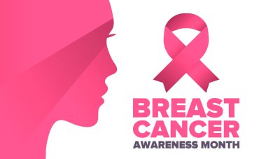 Meme Kanseri Farkındalığı Ayı. Pembe Ekim. Pembe kurdele. Kadın sağlık hizmetleri. Yıllık kutlama. Sağlık konsepti. Kız dayanışması. Kanseri önleme. Kadın hastalıkları. Poster, afiş ve arkaplan. Vektör