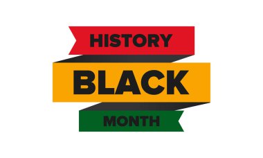 Siyahların Tarihi Ayı. Afrikalı Amerikan Tarihi. Yıllık kutlama. Şubat 'ta Amerika ve Kanada' da. Ekim ayında İngiltere 'de. Poster, kart, afiş, geçmiş. Vektör illüstrasyonu