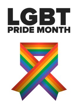 Haziran ayında LGBT Gurur Ayı. Lezbiyen Gey Biseksüel Transseksüel. Yıllık kutlama. LGBT bayrağı. Gökkuşağı aşk konsepti. İnsan hakları ve hoşgörü. Poster, kart, afiş ve geçmiş. Vektör ilüstrasyonu