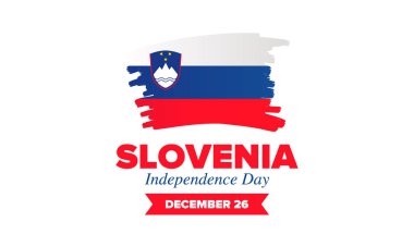 Slovenya 'da Bağımsızlık Günü. Ulusal mutlu bayramlar, her yıl 26 Aralık 'ta kutlanıyor. Slovenya bayrağı. Vatansever unsurlar. Poster, kart, afiş ve geçmiş. Vektör illüstrasyonu