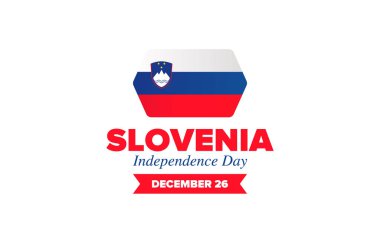 Slovenya 'da Bağımsızlık Günü. Ulusal mutlu bayramlar, her yıl 26 Aralık 'ta kutlanıyor. Slovenya bayrağı. Vatansever unsurlar. Poster, kart, afiş ve geçmiş. Vektör illüstrasyonu