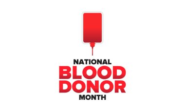 Ulusal Kan Bağışı Ayı. Farkındalık ve önleme. Yıllığı Ocak 'ta kutlayın. Tıbbi sağlık hizmeti konsepti. İnsani destek ve koruma. Poster, afiş ve arkaplan. Vektör illüstrasyonu