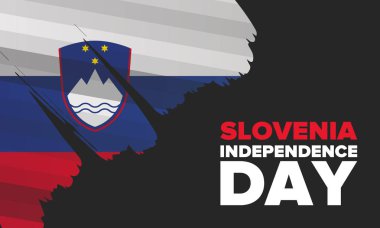 Slovenya 'da Bağımsızlık Günü. Ulusal mutlu bayramlar, her yıl 26 Aralık 'ta kutlanıyor. Slovenya bayrağı. Vatansever unsurlar. Poster, kart, afiş ve geçmiş. Vektör illüstrasyonu