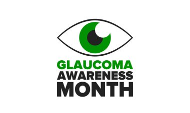 Glaucoma Awareness Month. Celebrate annual in January. Vision problems. Save your eyes. Prevention and protection. Green ribbon. Medical healthcare concept. Poster, banner and background. Vector