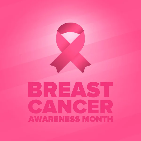 Miesiąc Świadomości Raka Piersi Różowy Październik Różowa Wstążka Kobieca Opieka — Wektor stockowy