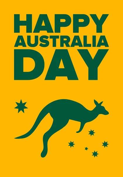 澳大利亚日 国庆佳节 每年1月26日庆祝 澳大利亚爱国分子 袋鼠的轮廓 横幅和背景 矢量说明 — 图库矢量图片