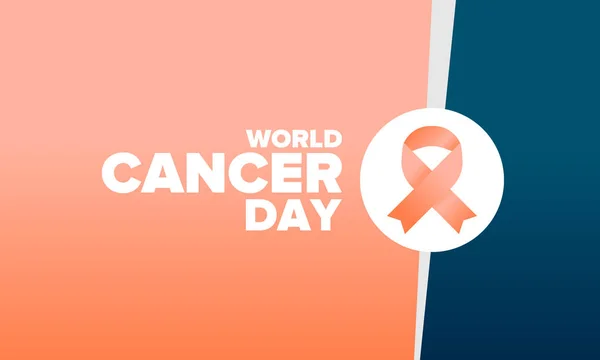 Día Mundial Del Cáncer Celebrar Anual Febrero Prevención Protección Campaña — Vector de stock