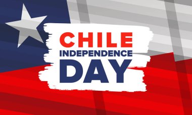 Şili Bağımsızlık Günü. Mutlu bayramlar Patrias. Özgürlük günü. Yıllığı 18 Eylül 'de kutlayın. Şili bayrağı. Vatansever Şili tasarımı. Poster, kart, afiş, şablon, geçmiş. Vektör