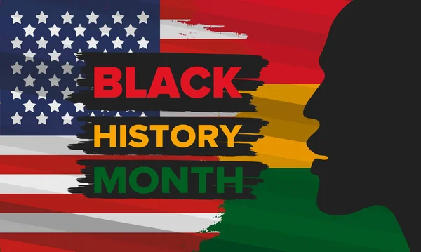 흑역사의 아프리카계 미국인의 해마다 미국과 캐나다에서 영국에서 포스터 일러스트 — 스톡 벡터