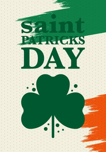 圣帕特里克节快乐 传统的爱尔兰假日 每年三月十七日庆祝 洗发水和洗发水叶 绿色和橙色的派对设计 爱尔兰的颜色海报 横幅和背景 — 图库矢量图片
