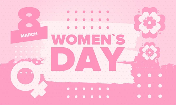 节日快乐 3月8日是国际声援妇女日 妇女的权利 女孩的权力 女性标志 横幅和背景 矢量说明 — 图库矢量图片