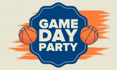 Mart Basketbol Çılgınlığı. Game Day Partisi. Profesyonel takım şampiyonluğu. Playoff ızgarası, turnuva desteği. Normal sezon ve final maçı. Basketbol topu. Spor afişi. Vektör illüstrasyonu
