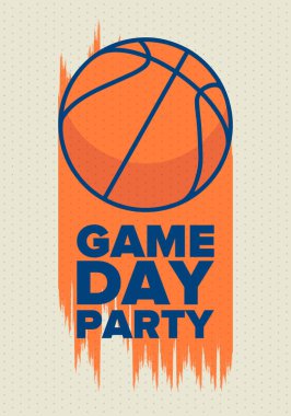 Mart Basketbol Çılgınlığı. Game Day Partisi. Profesyonel takım şampiyonluğu. Playoff ızgarası, turnuva desteği. Normal sezon ve final maçı. Basketbol topu. Spor afişi. Vektör illüstrasyonu