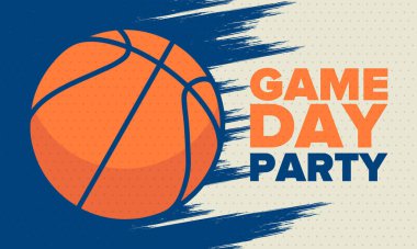 Mart Basketbol Çılgınlığı. Game Day Partisi. Profesyonel takım şampiyonluğu. Playoff ızgarası, turnuva desteği. Normal sezon ve final maçı. Basketbol topu. Spor afişi. Vektör illüstrasyonu