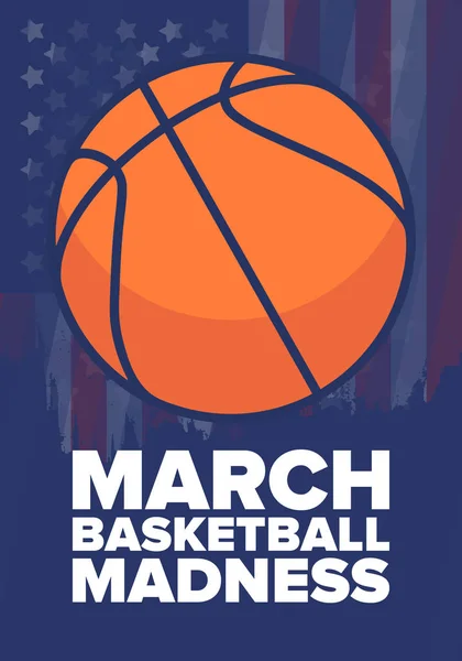 March Basketball Madness Вечеринка День Игры Командный Чемпионат Плей Офф — стоковый вектор