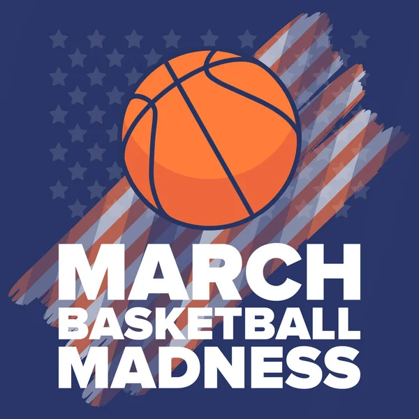 March Basketball Madness Вечеринка День Игры Командный Чемпионат Плей Офф — стоковый вектор