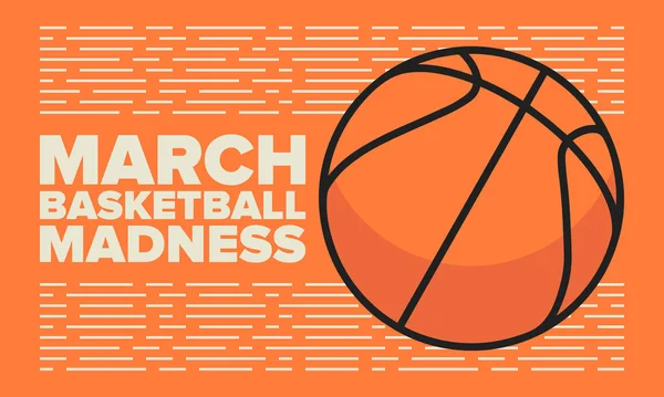 March Basketball Madness Вечеринка День Игры Командный Чемпионат Плей Офф — стоковый вектор