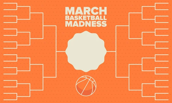 March Basketball Madness Вечеринка День Игры Командный Чемпионат Плей Офф — стоковый вектор