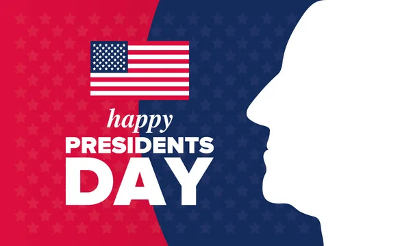 アメリカ合衆国での幸せな大統領の日 ワシントンの誕生日だ アメリカで連邦政府の休日 2月に祝われます 愛国的なアメリカの要素 ポスター バナー ベクターイラスト — ストックベクタ
