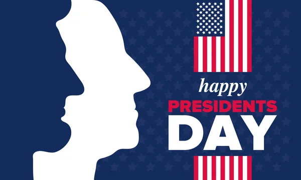 Feliz Dia Dos Presidentes Nos Estados Unidos Aniversário Washington Feriado —  Vetores de Stock