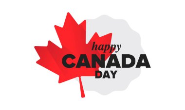 Kanada günün kutlu olsun. Ulusal bayram, her yıl 1 Temmuz 'da kutlanır. Kanada bayrağı. Akçaağaç yaprağı. Vatanseverlik sembolü ve unsurları. Poster, kart, afiş ve geçmiş. Vektör illüstrasyonu