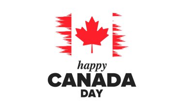 Kanada günün kutlu olsun. Ulusal bayram, her yıl 1 Temmuz 'da kutlanır. Kanada bayrağı. Akçaağaç yaprağı. Vatanseverlik sembolü ve unsurları. Poster, kart, afiş ve geçmiş. Vektör illüstrasyonu