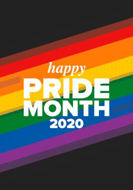 Haziran ayında LGBT Gurur Ayı. Lezbiyen Gey Biseksüel Transseksüel. Yıllık kutlama. LGBT bayrağı. Gökkuşağı aşk konsepti. İnsan hakları ve hoşgörü. Poster, kart, afiş ve geçmiş. Vektör ilüstrasyonu