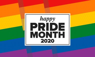 Haziran ayında LGBT Gurur Ayı. Lezbiyen Gey Biseksüel Transseksüel. Yıllık kutlama. LGBT bayrağı. Gökkuşağı aşk konsepti. İnsan hakları ve hoşgörü. Poster, kart, afiş ve geçmiş. Vektör ilüstrasyonu