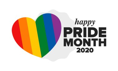 Haziran ayında LGBT Gurur Ayı. Lezbiyen Gey Biseksüel Transseksüel. Yıllık kutlama. LGBT bayrağı. Gökkuşağı aşk konsepti. İnsan hakları ve hoşgörü. Poster, kart, afiş ve geçmiş. Vektör ilüstrasyonu