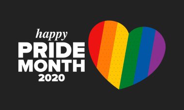 Haziran ayında LGBT Gurur Ayı. Lezbiyen Gey Biseksüel Transseksüel. Yıllık kutlama. LGBT bayrağı. Gökkuşağı aşk konsepti. İnsan hakları ve hoşgörü. Poster, kart, afiş ve geçmiş. Vektör ilüstrasyonu