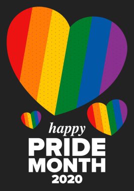 Haziran ayında LGBT Gurur Ayı. Lezbiyen Gey Biseksüel Transseksüel. Yıllık kutlama. LGBT bayrağı. Gökkuşağı aşk konsepti. İnsan hakları ve hoşgörü. Poster, kart, afiş ve geçmiş. Vektör ilüstrasyonu