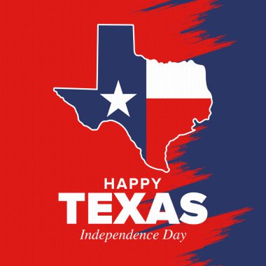 Teksas Bağımsızlık Günü. Amerika Birleşik Devletleri 'nde özgürlük tatili, Mart ayında yıllık kutlama. Lone Star bayrağı. Teksas bayrağı. Vatansever işaretler ve unsurlar. Poster, kart, afiş ve geçmiş. Vektör illüstrasyonu