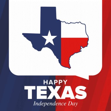 Teksas Bağımsızlık Günü. Amerika Birleşik Devletleri 'nde özgürlük tatili, Mart ayında yıllık kutlama. Lone Star bayrağı. Teksas bayrağı. Vatansever işaretler ve unsurlar. Poster, kart, afiş ve geçmiş. Vektör illüstrasyonu