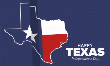 Teksas Bağımsızlık Günü. Amerika Birleşik Devletleri 'nde özgürlük tatili, Mart ayında yıllık kutlama. Lone Star bayrağı. Teksas bayrağı. Vatansever işaretler ve unsurlar. Poster, kart, afiş ve geçmiş. Vektör illüstrasyonu