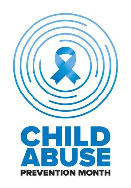 Çocuk İstismarı Önleme Ayı. Nisan 'da Amerika Birleşik Devletleri' nde yıllık kutlama. Çocuk şiddetini durdurun. Çocuk koruma ve güvenlik ayı. Çocuklar için birlik. Poster, afiş, arka plan. Vektör illüstrasyonu