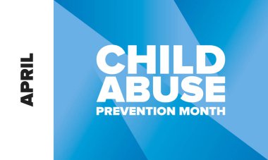 Çocuk İstismarı Önleme Ayı. Nisan 'da Amerika Birleşik Devletleri' nde yıllık kutlama. Çocuk şiddetini durdurun. Çocuk koruma ve güvenlik ayı. Çocuklar için birlik. Poster, afiş, arka plan. Vektör illüstrasyonu