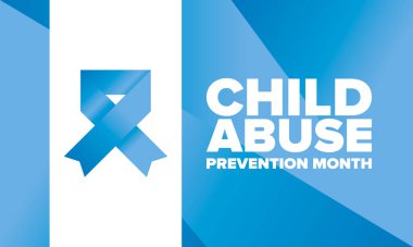 Çocuk İstismarı Önleme Ayı. Nisan 'da Amerika Birleşik Devletleri' nde yıllık kutlama. Çocuk şiddetini durdurun. Çocuk koruma ve güvenlik ayı. Çocuklar için birlik. Poster, afiş, arka plan. Vektör illüstrasyonu